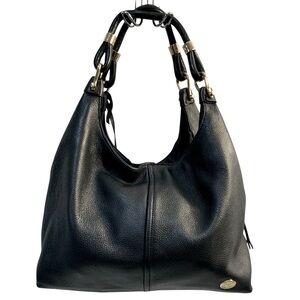 Vince Camuto Women’s Black and Gold Leather Hobo Bag
